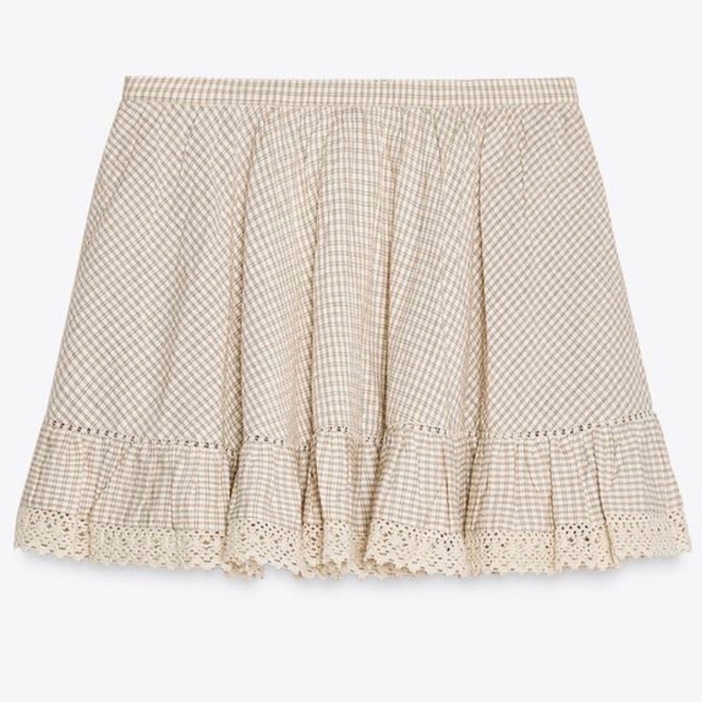 Zara ruffle plaid skirt